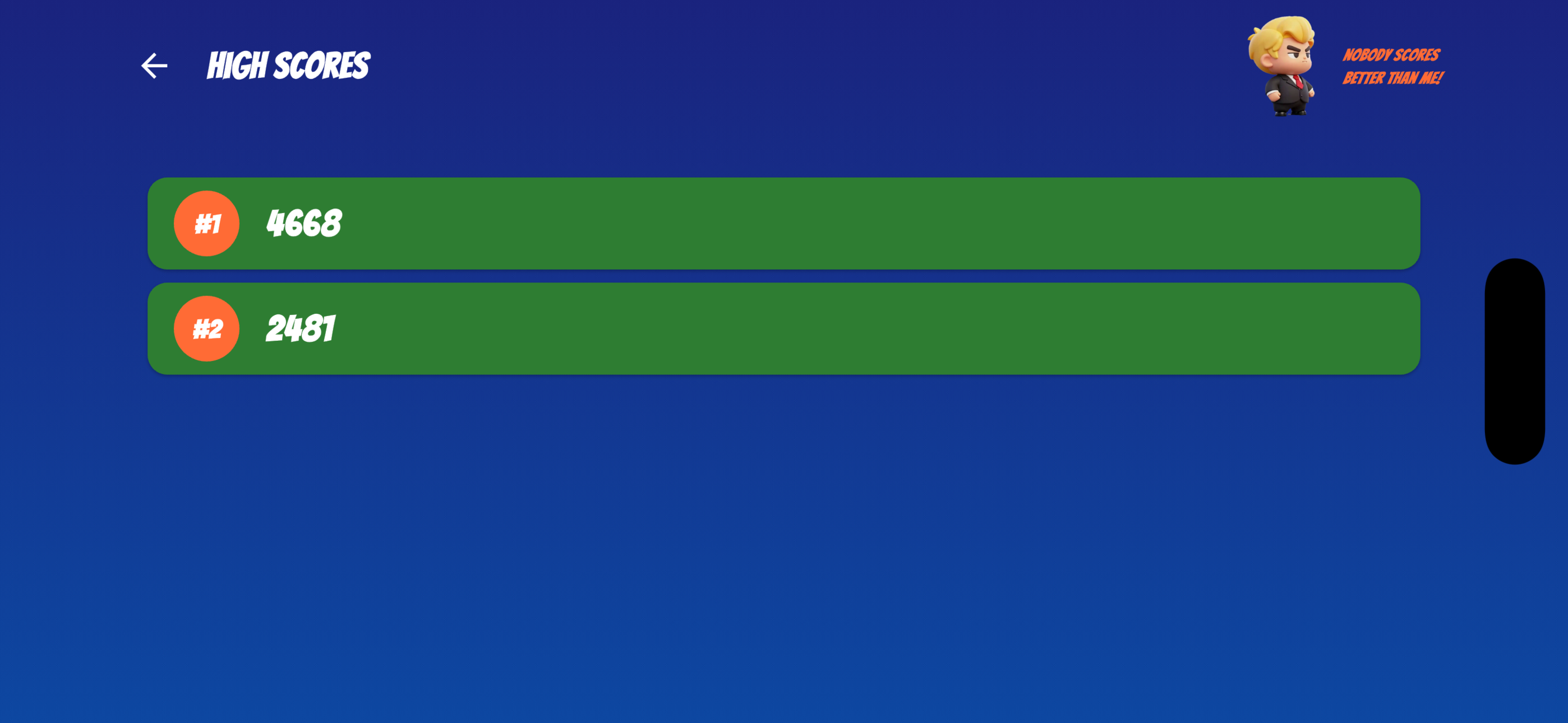 High scores leaderboard